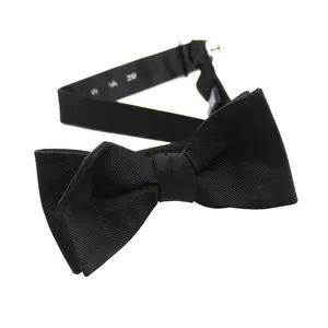Black Bow Ties For Men Handmade Silk Woven Repp Adjustable Solid Color Tuxedo Pretied Private Label Suit Black Butterfly Bow Tie