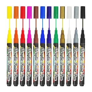 Marqueurs de peinture acrylique à base d'eau OEM, 18 couleurs, avec pointes plates et obliques, tailles de pointes 0,8 mm/1 mm, <span class=keywords><strong>encre</strong></span> permanente <span class=keywords><strong>pour</strong></span> enfants - Product Image 1