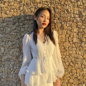 2020 nuevas llegadas elegante vestido musulmán Tejido de gasa sólida cintura elástica manga larga para mujeres hecho en Vietnam - Product Image 4