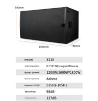 LMO X218 Subwoofer Actif Professionnel de Scène 18 pouces à Aimant Néodyme avec Connexion Wood Caron, Haute Puissance, pour Audio de Salle