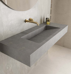 CONRAZZO Lavabo de salle de bain mural en résine de pierre Lavabo autoportant en pierre naturelle - Product Image 1