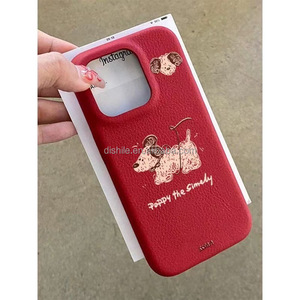 (Coque personnalisable) pour <span class=keywords><strong>iPhone</strong></span> 16 Pro Max Phone Case, Messy Puppy TPU Leather Pattern Protective case pour <span class=keywords><strong>iPhone</strong></span> 15/14 Pro - Product Image 1