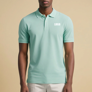 Chemise de golf pour homme en coton uni respirant tricoté sur mesure OEM à manches courtes - Product Image 2