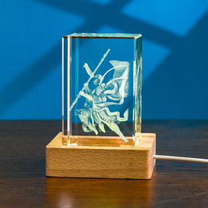 Usine En Gros Jeu Noir Mythe Wukong K9 Gravure Artisanat Souvenir Cadeaux Décoration de La Maison Cristal Cube De Verre Avec Base En Bois - Product Image 5