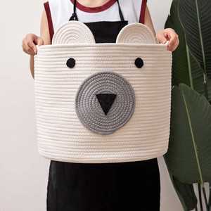Panier en corde pliable en coton pour enfants, grand modèle, tissé, mignon, dessin animé, avec oreilles d'animaux, best-seller - Product Image 4