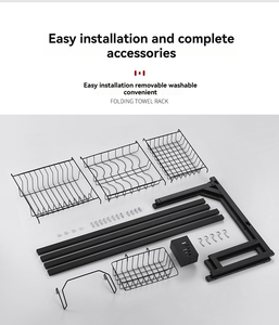 Prix du fabricant Support de cuisine en acier inoxydable <span class=keywords><strong>noir</strong></span> pour vidange d'évier pour ranger la vaisselle, les plateaux et les ustensiles - Product Image 6