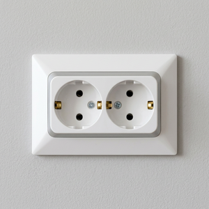 Enchufe de Pared AMP Connect EU Schuko de 2 Tomas y 16A, Resistente a Manipulaciones, Placa Blanca de PC, Residencial - Product Image 2