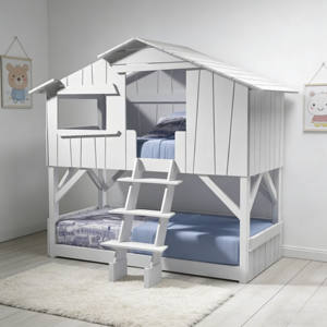 Divertida Cama Infantil de Madera en Forma de Casa de Árbol, Hecha a Mano, con Tobogán y Estante, Cama Montessori Tipo Casa, Individual - Product Image 5