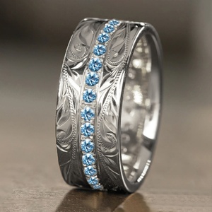 Vintage Style Flower Pattern Zircon Wedding Bands Hot Wholesale Trendy Silver/Gold Unisex <b>Rings</b> for Parties Daily Use - Product Image 2