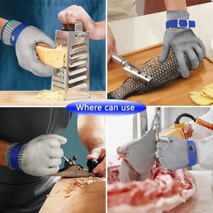 Gants de cuisine anti-coupure A9 en maille d'acier inoxydable, gants de sécurité en métal pour couper la viande, la mandoline et décortiquer les huîtres - Product Image 4