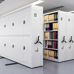 Unità di Scaffalatura Mobile Compatta in Metallo per Archiviazione Densa con Sistema di Blocco Regolabile per Archiviazione Sicura di Documenti e Esposizione - Product Image 3