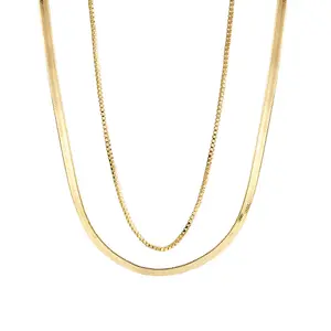 El collar de hueso de serpiente de acero de titanio de doble capa de oro de alta calidad se puede usar collar único