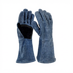 Cow Leather Welding Gloves Reinforced Palm Leather <b>7</b> oz Knit Wrist Heat Resistant <b>Fire</b> Protective Anti-Vibration BBQ Work Gloves - Product Image 1