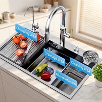 Évier de cuisine sous plan MOSHE fait main en acier inoxydable SUS316L à texture volcanique, design moderne, avec robinet multifonctionnel