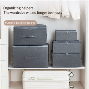 Nouvelle boîte de rangement pour vêtements OEM, panier organisateur de garde-robe domestique en tissu cationique avec couvercle - Product Image 3