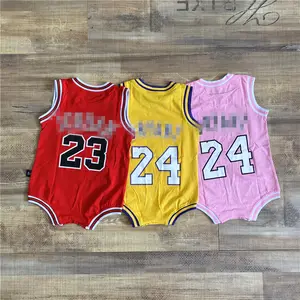 Venta al por mayor jersey de baloncesto de los bebés-Venta al por mayor Boutique ropa de bebé baloncesto Jersey mameluco