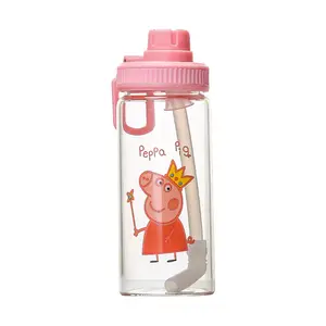 Pop top-botella de agua de vidrio transparente reutilizable con logotipo personalizado, bebida libre de bpa, ecológica, de lujo, para gimnasio, color rosa, sin mínimo