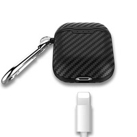 Étui universel en TPU pour écouteurs, avec fermoir en métal et porte-clés, couleur bleu marine, boîte de charge pour iphone