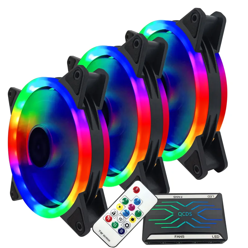 Famous Chinese manufacturer QCDS with remote control Adjustable speed pc case fans cpu fan 120mm computer cases rgb fan