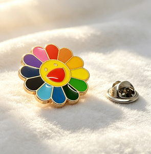 Colorful Flower Enamel Pin Badge Metal Circular Cute Fashion Safety Pin Nickel-Free Decorative Accessory - Product Image 2