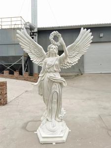 <span class=keywords><strong>Femmes</strong></span> blanches et beiges grande <span class=keywords><strong>sculpture</strong></span> d'ange humain vif en marbre d'art - Product Image 5