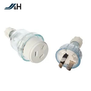 Plug Assembled Rewireable Female Male Plug Socket 3 PIn Electrical Extension Cord Grounded Rewire Socket Household Transparent