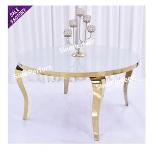 Bestselling Hotel Banquet Furniture Welcome Guests Stainless Steel Glass Rectangular Wedding Gold <b>Dining</b> <b>Table</b> - Product Image 1