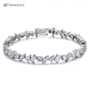 디자이너 18K 14K 10K 솔리드 리얼 화이트 골드 CVD 다이아몬드 테니스 팔찌 트렌딩 주얼리 스타일 커플용 다이아몬드 체인 온라인 판매 - Product Image 1