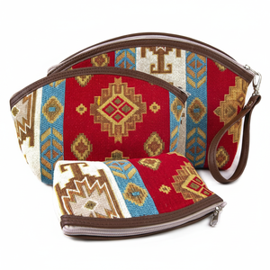 Boho Chic Vintage Kilim Desing <b>Make</b> <b>Up</b> <b>Bag</b> - Wallet Triple Set from Turkey - Product Image 2