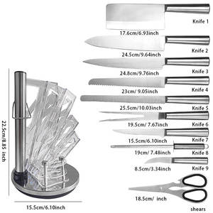 <span class=keywords><strong>Couteau</strong></span> de Chef en Acier Inoxydable Ensemble de Couteaux de Cuisine Sac d'Emballage Design Moderne Manche Ambidextre pour Extérieur Commercial - Product Image 4