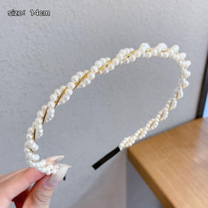 OEM Faux Artificial Pearl Elastic Lady Hair Bands Tocado Chica <span class=keywords><strong>Maquillaje</strong></span> Diadema Flor Perla Diadema Para Mujeres - Product Image 4