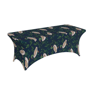 Cubierta de mesa de Spandex elástica Rectangular de lujo personalizada, mantel de fiesta de banquete de boda de pato real para hoteles - Product Image 1