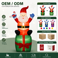 Livraison rapide, Père Noël gonflable de 1,2 m avec lumières LED intégrées, figurine de Père Noël qui souffle des bonbons, décoration de jardin de Noël