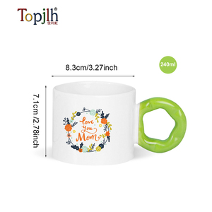 Taza de cerámica en blanco de sublimación Topjlh de 240ml con mango colorido vibrante taza de té de café navideño festivo para <span class=keywords><strong>regalos</strong></span> <span class=keywords><strong>personalizados</strong></span> - Product Image 3