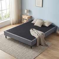 Cadre de lit double moderne et minimaliste en tissu avec sommier à lattes, base en métal et bois, tailles Queen et King, pour chambre à coucher et dortoir, Jiangpai Durable