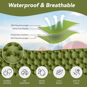 Doppio materassino-auto gonfiante 4 "Extra-spesso per 2 persone con cuscino gonfiabile materassino per zaino in spalla - Product Image 2