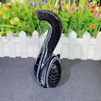 Serpientes de cristal curativo natural talladas a mano serpiente de ágata de rayas negras tallada para Decoración