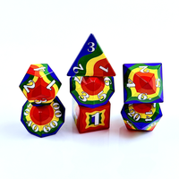 Dadu Polihedral Kustom Pabrik MOQ Rendah 28g 7pcs Ukuran Standar Penuh Resin Tepi Tajam Aksesoris Permainan Meja DND RPG