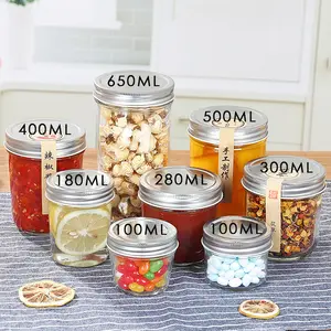 Nhỏ Mason lọ 8oz với nắp bạc Quart đóng hộp lọ lưu trữ ngâm lọ cho Jelly Mứt Mật Ong dưa chua gia vị thủy tinh bao bì