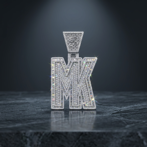 Iced Out Letter M Pendant with Pyramid Eye Bail Full Diamond CZ Baguette Custom <b>Initial</b> <b>Necklace</b> Hip Hop Jewelry 925 <b>silver</b> - Product Image 2