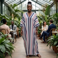 Nouvelle Robe Longue Décontractée Bazin Anti-Plis 2026 pour Vacances, Boubou Africain Kaftan Rayé Grande Taille pour Femme – Collection Été