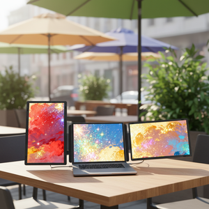 Portable 14" IPS Laptop Extender <b>Monitor</b> Triple 1 Dual Backlit <b>LCD</b> 1920x1200 60Hz Business - Product Image 2