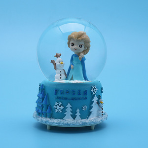 Cajas de Música de Cristal con Forma de <span class=keywords><strong>Princesa</strong></span> Azul, Globo de Nieve con Luz, Regalo para Novia, Día de San Valentín, Niños - Product Image 2
