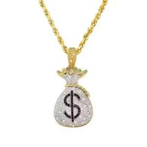 จี้ทองคำแท้ 10k สไตล์ฮิปฮอป ประดับโมอิสซาไนต์ 2.35 กะรัต ดีไซน์ถุงเงิน โดดเด่นสะดุดตา ของขวัญเครื่องประดับสำหรับเขา - Product Image 3