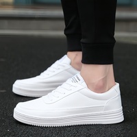 Chaussures de sport et de loisirs unisexes blanches grande taille pour hommes, style coréen tendance, tige en cuir synthétique respirant et amorti