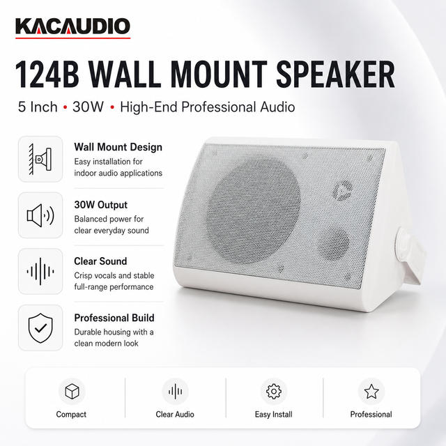 124B Indoor 5 Inch 30W Passive Loudspeaker with Wall Mount Design for Background Music and Public Address System