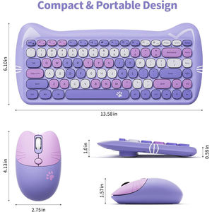 Ensemble clavier et souris Mofii 2.4G, design mignon en forme de chat, clavier et souris sans fil USB ergonomique, combo compact pour PC - Product Image 5