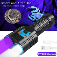 Lampu ganda P50 fluoresensi 2 dalam 1 senter lampu hitam Ultraviolet aluminium isi ulang