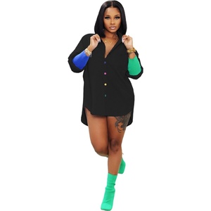 Blusa Casual para Mujer, Diseño Sólido, Tejida, Veraniega, Colorida, con Botones, Costuras con Hilo, Logotipo Personalizado, Corte Irregular - Product Image 4