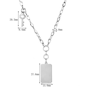 Colgante Rectangular de Acero Inoxidable con Acabado Pulido, Colgante con Forma de Llave y Logotipo Personalizado, Joyería - Product Image 3